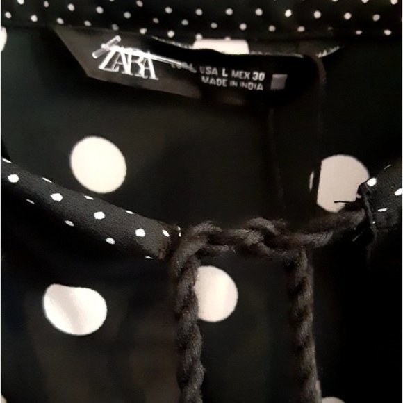 Zara Contrasting Polka Dots Ruffle Dress L - Picture 8 of 9